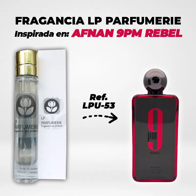 Fragancia LP PARFUMERIE Inspirada en AFNAN 9PM REBEL